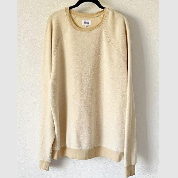 FEAT Blanketblend Unisex Crewneck Cream Cozy Sweatshirt in Oatmilk Size XL - Picture 2 of 10